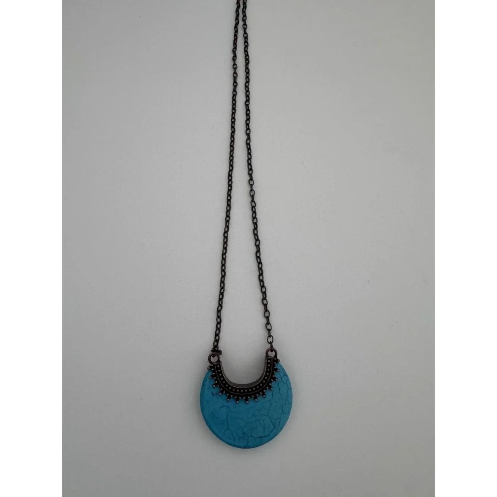 Turquoise style necklace womens Bronze tone boho chick southwestern